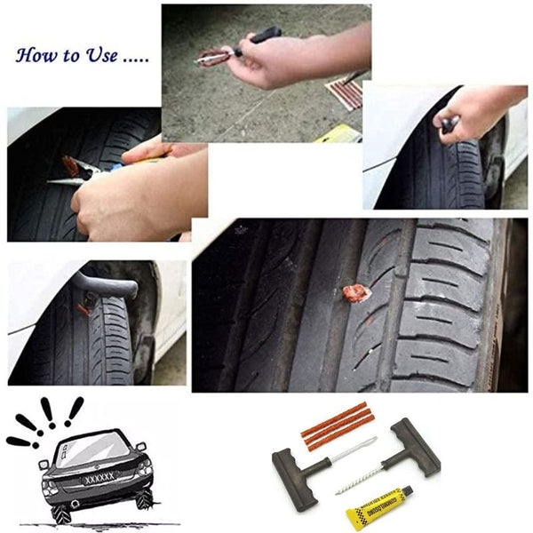 4 in 1 Universal Tubeless Tire Puncture Repair Kit T Handle Grips 3