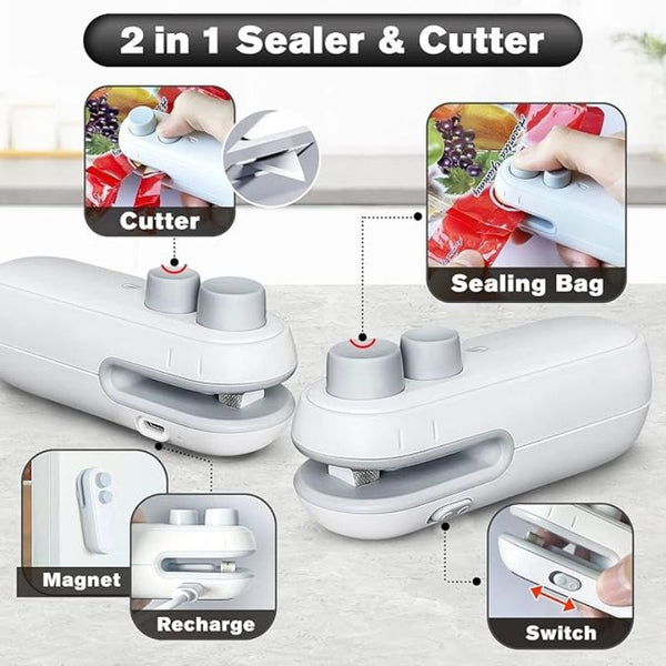 Portable Mini Sealing Machine 2 in 1 USB Rechargeable Magnetic Bag Sea – Jayesh Variety