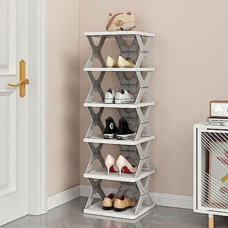 FOLDABLE Layer Shoe Rack, Shoe Organizer For Closet, Space-Saving Stand For Home And Office Portable Folding And Lightweight Adjustable Plastic