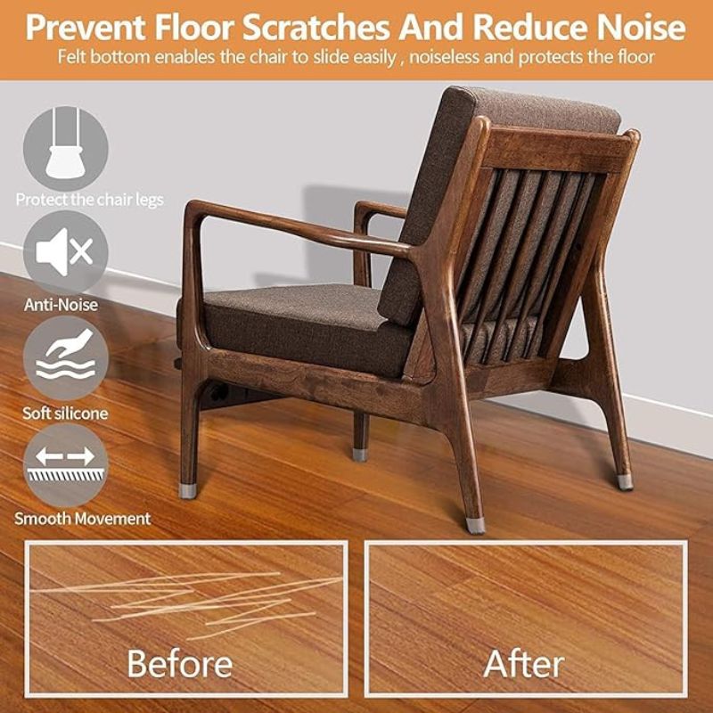 Pack of 16 Silicone Chair Leg Cap Furniture Table Feet Cover