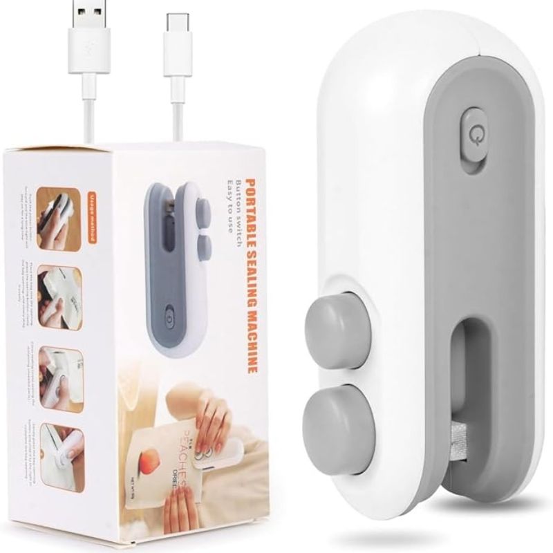 Portable Mini Sealing Machine 2 in 1 USB Rechargeable Magnetic Bag Sealer Heat Seal with Cutter, Plastic Bags Packing Machine Home Appliances