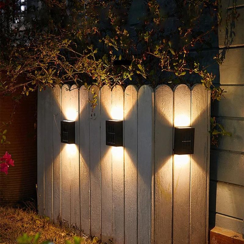 Solar Wall Lights Small Fence Lights Solar Powered, Up Down LED Porch Light, Luces Solares para Exteriores