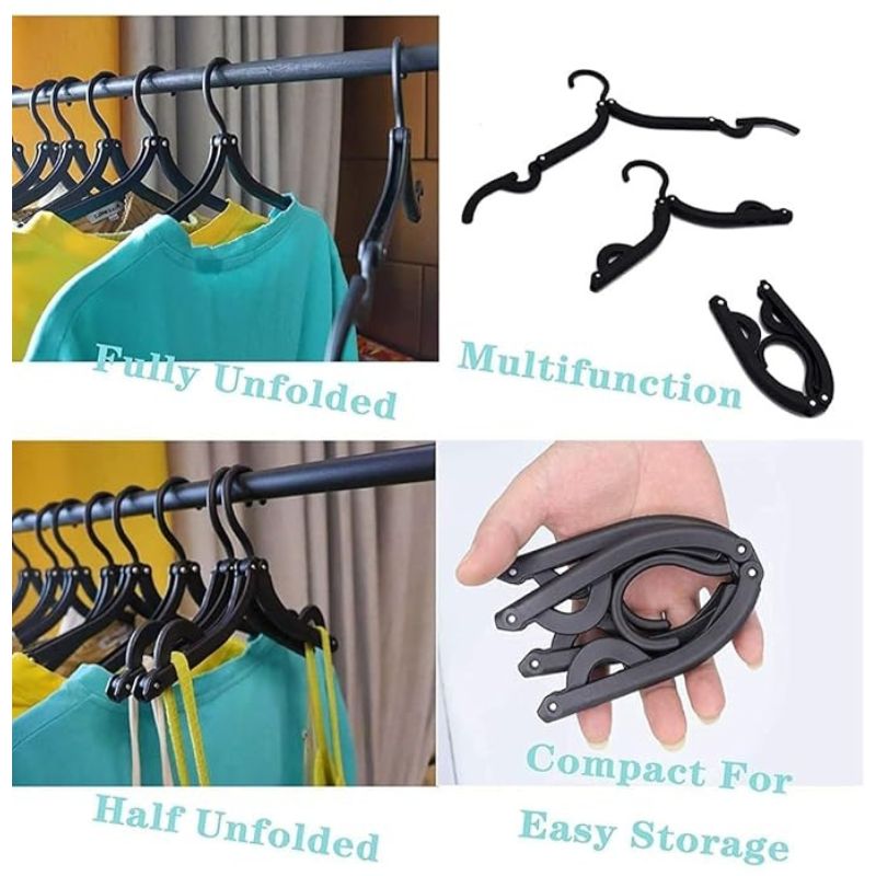 6PC Hangers - Portable Folding Clothes Hangers for Wardrobes - Travel Accessories Foldable Clothes Hangers,Drying Rack for Travel Outdoor (Multicolor)