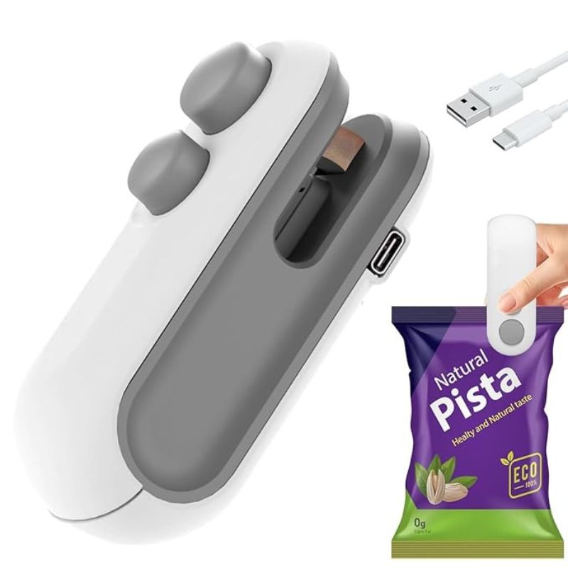 Portable Mini Sealing Machine 2 in 1 USB Rechargeable Magnetic Bag Sealer Heat Seal with Cutter, Plastic Bags Packing Machine Home Appliances