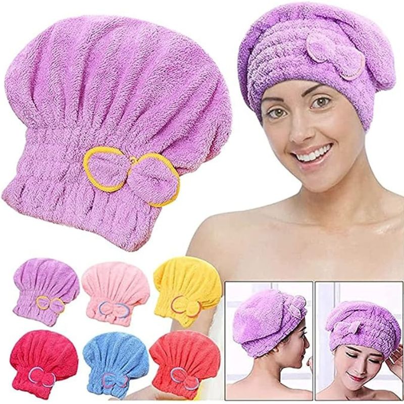 Hair Draying Bow Towel Wrap for Women for Long Hair Absorbent Hair-Drying Quick Dry Shower Caps Bathrobe Magic Hair Warp Super Quick-Drying Microfiber