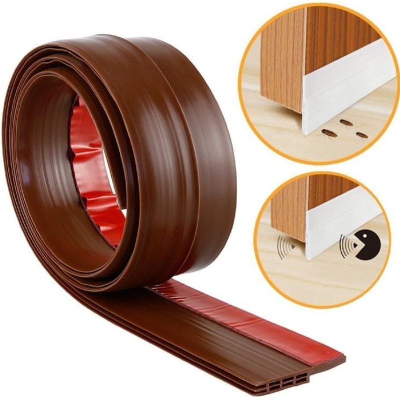 Silicone Self-Adhesive Door Air Gap Sealing Seal Waterproof Tape Strip Insect Proof Window/Door Bottom Soundproofing Shield Weather-Strip Tape for Cockroach Insect Bugs Stopper (3.2 FEET,Brown)