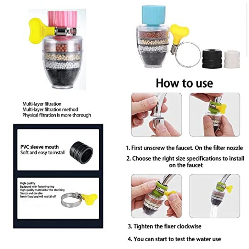 Tap filter Multilayer | Activated Carbon Faucet Water Filters Universal Interface Home Kitchen Faucet Tap Water Clean Purifier Filter Cartridge Five Layer Water Filter
