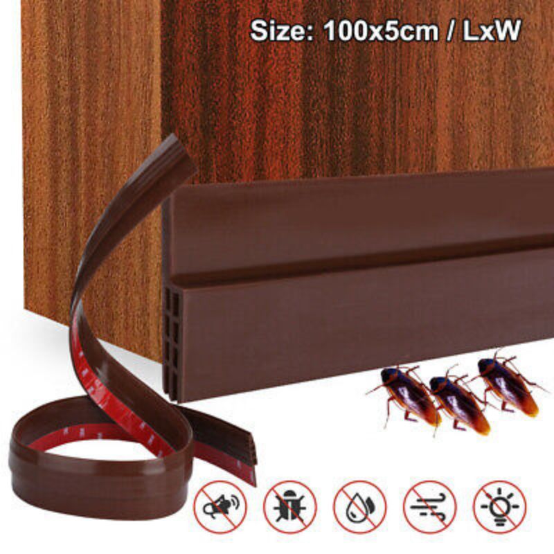 Silicone Self-Adhesive Door Air Gap Sealing Seal Waterproof Tape Strip Insect Proof Window/Door Bottom Soundproofing Shield Weather-Strip Tape for Cockroach Insect Bugs Stopper (3.2 FEET,Brown)