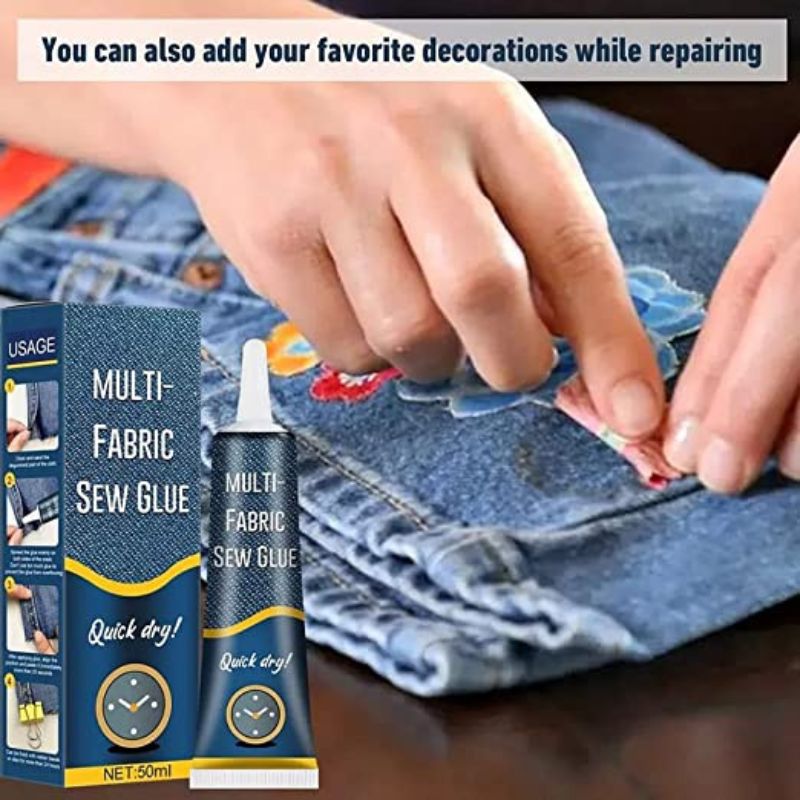 Garment Repair Glue Adhesive Fabric Glue Liquid Sewing Solutions Kit, No  Sewing Quick Sewing Glue 50ml (A)