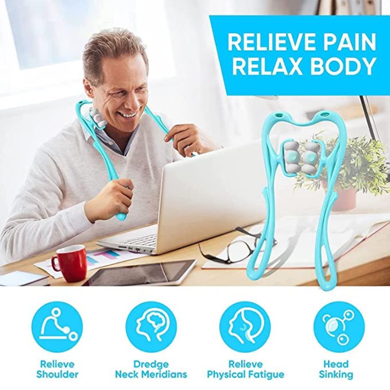 Manual Neck Massager Trigger Point Roller Massager Pain Relief Deep Tissue  Handheld Shoulder Massager Tool 6 Balls Massage Point