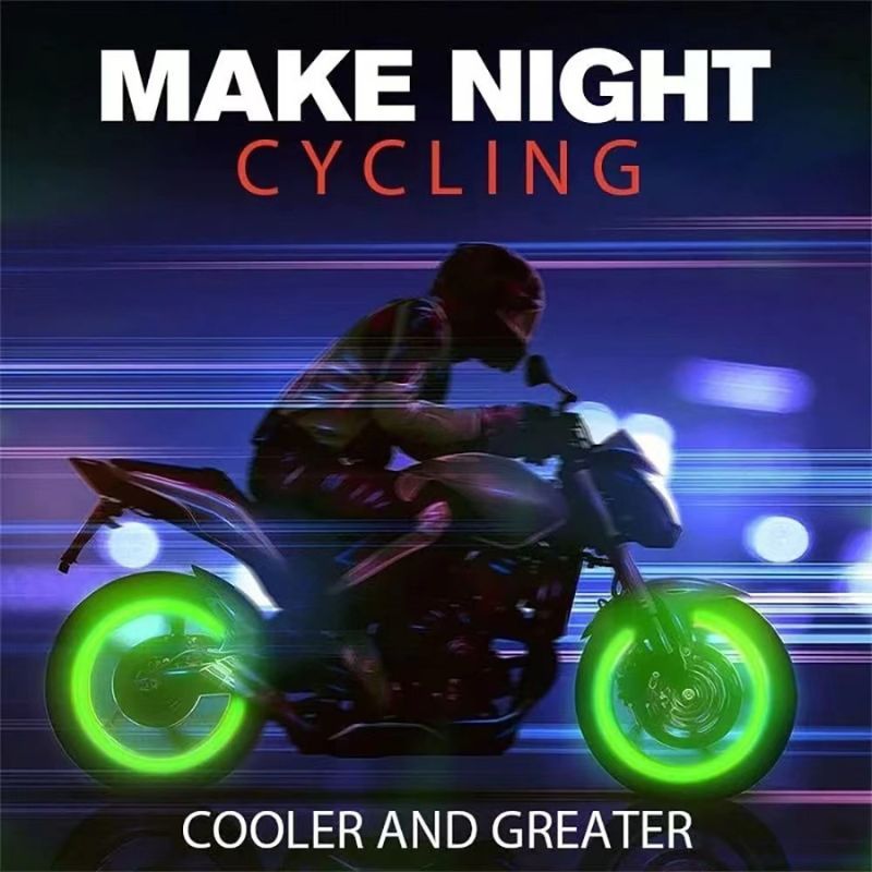 PCS Car/Bike Wheel Tire Rim Air Valve Cap Radium Tyre Air Cover Glow Radium Light Neon Pack of 4 [ANY]