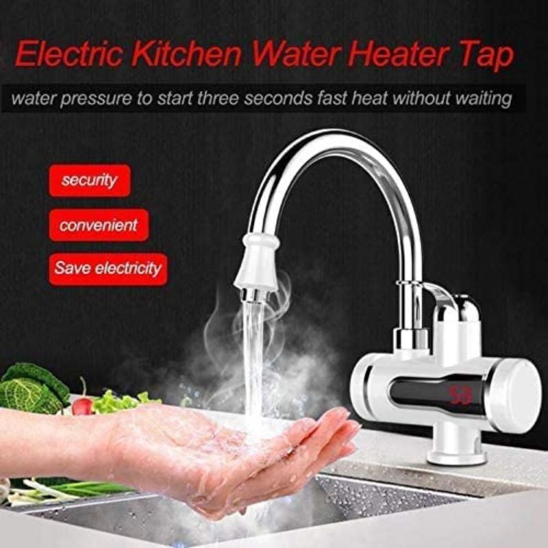 Electric Instant Water Heater Faucet Tap Hot And Cold Water Geyser Water  Heater Faucet Kitchen Fast Heating Tap with LED Digital Temperature Display